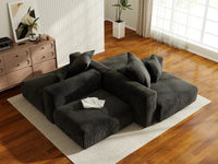 Matrix Modern Modular Sofa Covers | Black Corduroy Sofa Covers for 2-Seater with 2-Ottoman