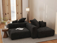 Matrix Modern Modular Sofa Covers | Black Corduroy Sofa Covers for 2-Seater with 2-Ottoman