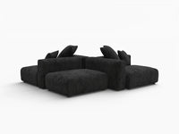 Matrix Modern Modular Sofa Covers | Black Corduroy Sofa Covers for 2-Seater with 2-Ottoman