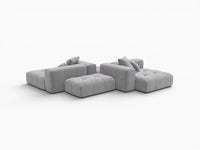 Seccional simétrico Matrix de 2 plazas en lino gris claro | 4 piezas (incluye 2 otomanas), asientos para sala de estar, estilo contemporáneo