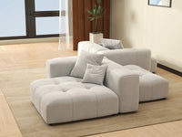 Seccional simétrico Matrix de 2 plazas en lino blanco | 4 piezas (incluye 2 otomanas), asientos para sala de estar, espacio grande