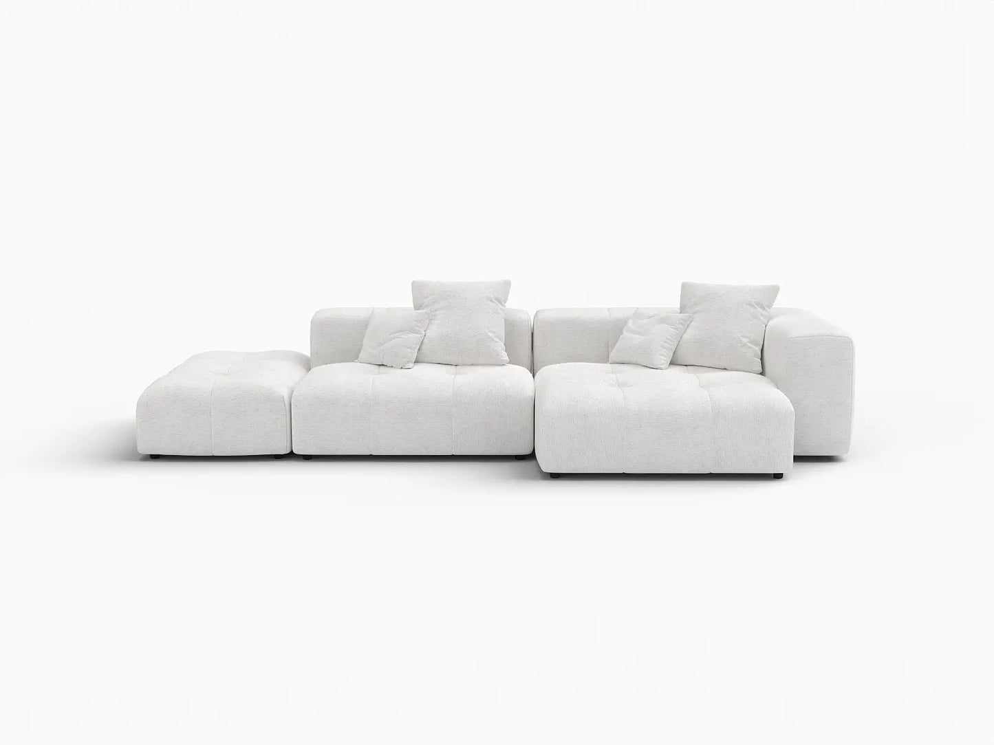 Seccional Matrix de 2 plazas con chaise longue, color blanco | 3 piezas (incluye 1 otomana), tela de lino, asientos para sala de estar