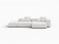Seccional Matrix de 2 plazas con chaise longue, color blanco | 3 piezas (incluye 1 otomana), tela de lino, asientos para sala de estar