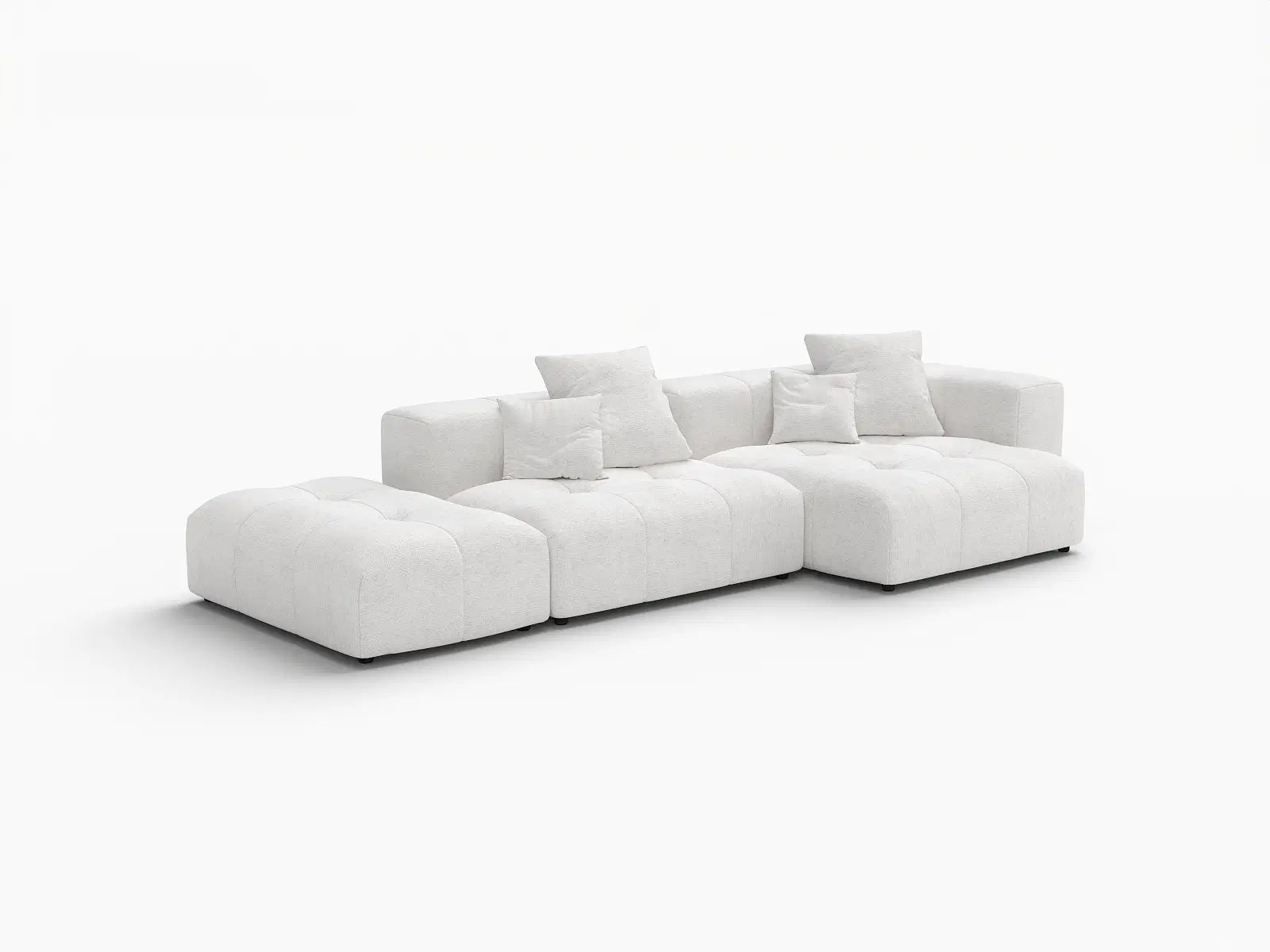 Seccional Matrix de 2 plazas con chaise longue, color blanco | 3 piezas (incluye 1 otomana), tela de lino, asientos para sala de estar