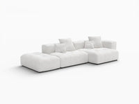 Seccional Matrix de 2 plazas con chaise longue, color blanco | 3 piezas (incluye 1 otomana), tela de lino, asientos para sala de estar