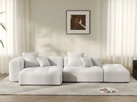 Seccional Matrix de 2 plazas con chaise longue, color blanco | 3 piezas (incluye 1 otomana), tela de lino, asientos para sala de estar