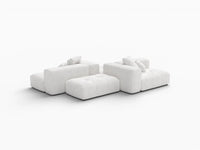 Seccional simétrico grande Matrix blanco de 2 plazas | 4 piezas (incluye 2 otomanas), tela de lino