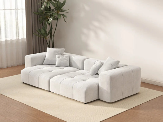 Matrix 2-Seater White Linen Loveseat | 2-Piece, Modern Style