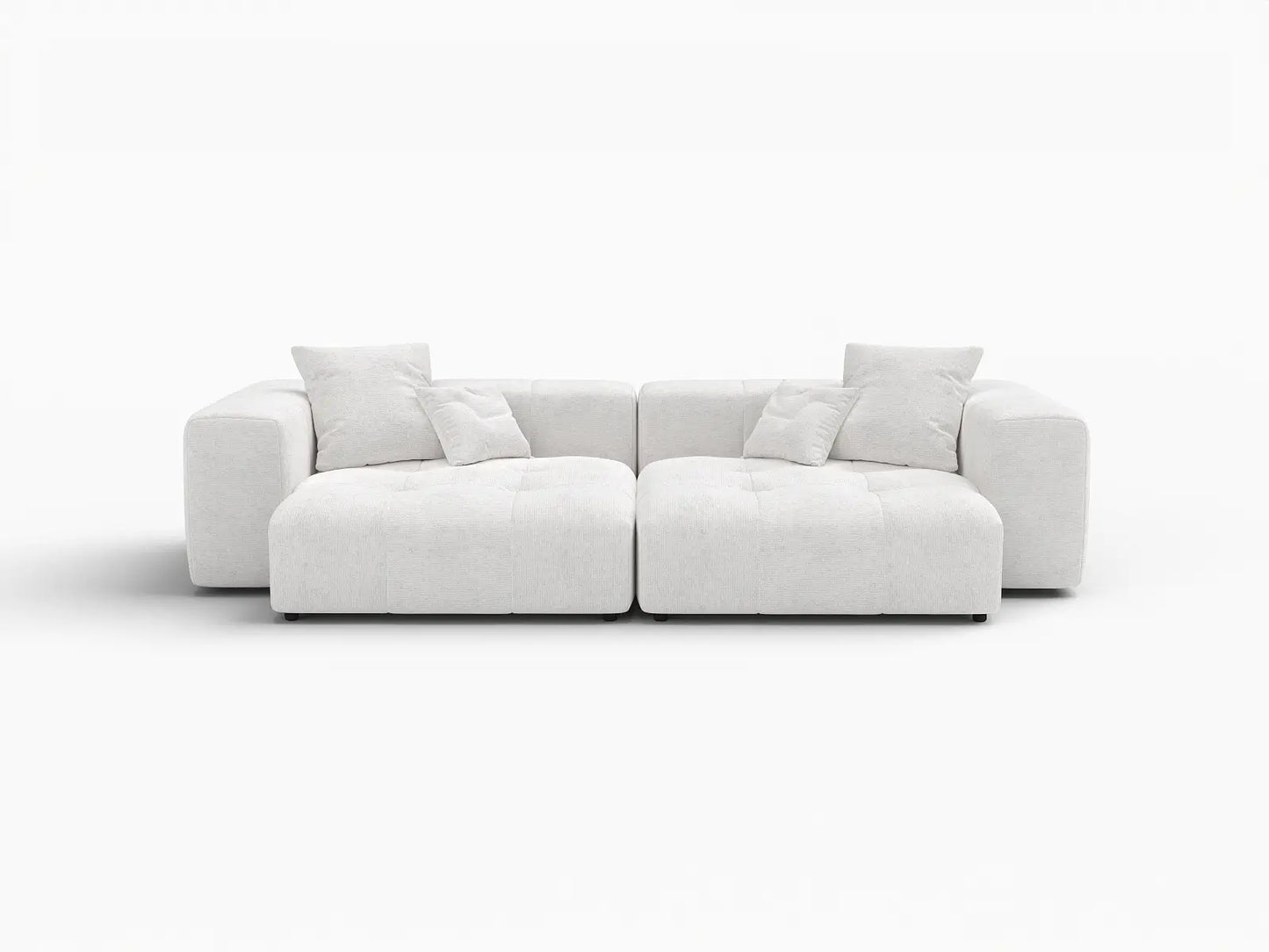 Matrix 2-Seater White Linen Loveseat | 2-Piece, Modern Style