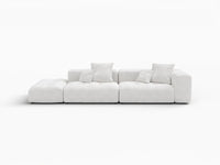 Matrix 2-Seater White Small Space Chaise Sectional | 3-Piece (Includes 1 Ottoman), Linen Fabric