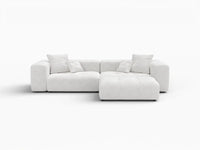 Matrix 2-Seater White Small Space Chaise Sectional | 3-Piece (Includes 1 Ottoman), Linen Fabric