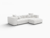 Matrix 2-Seater White Small Space Chaise Sectional | 3-Piece (Includes 1 Ottoman), Linen Fabric