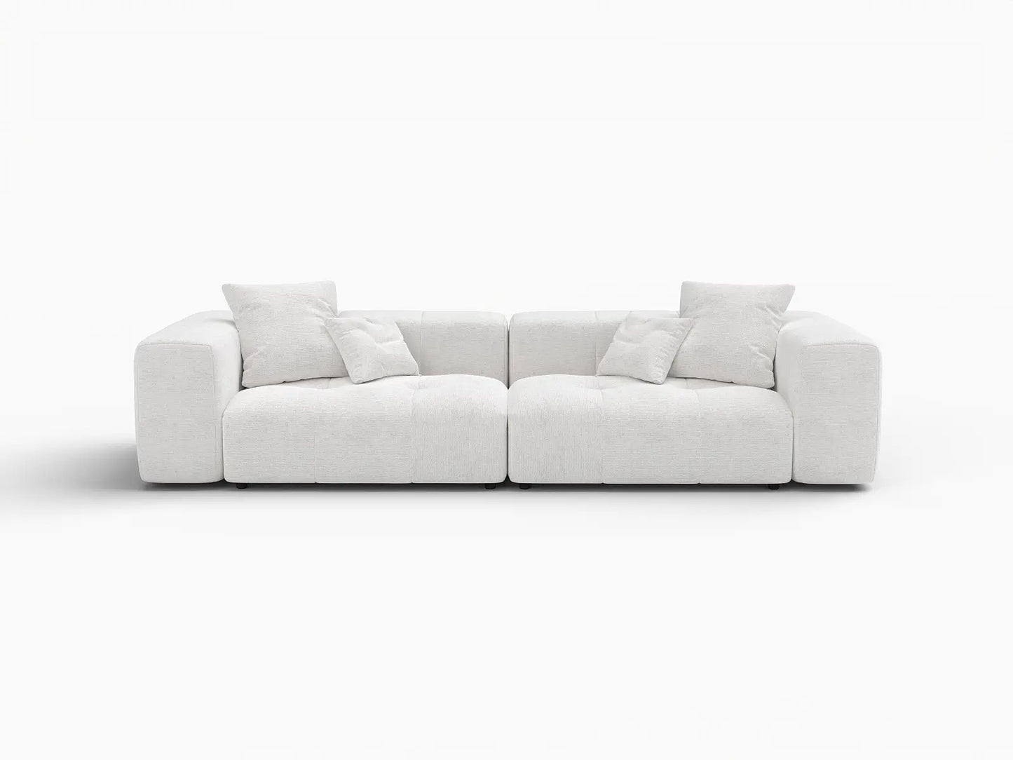 Matrix 2-Seater White Small Space Loveseat | 2-Piece, Linen Fabric