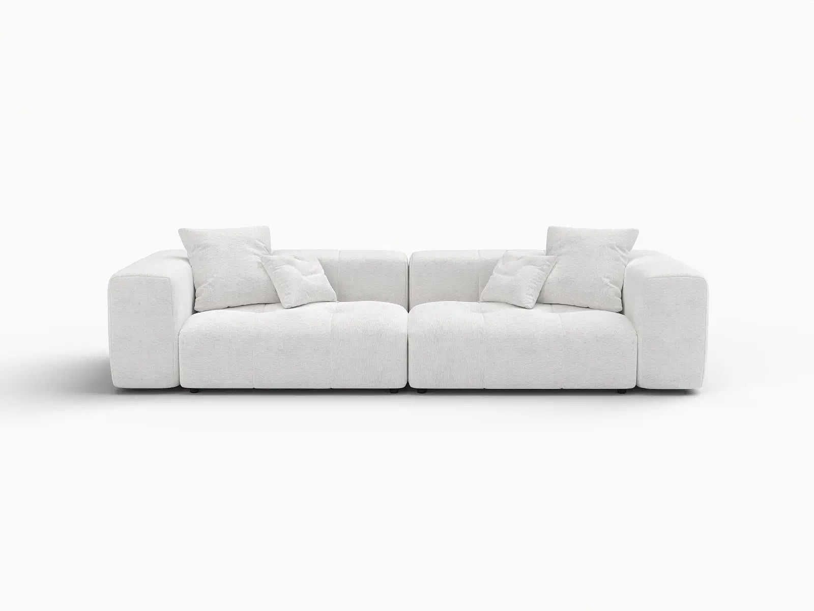 Matrix 2-Seater White Small Space Loveseat | 2-Piece, Linen Fabric