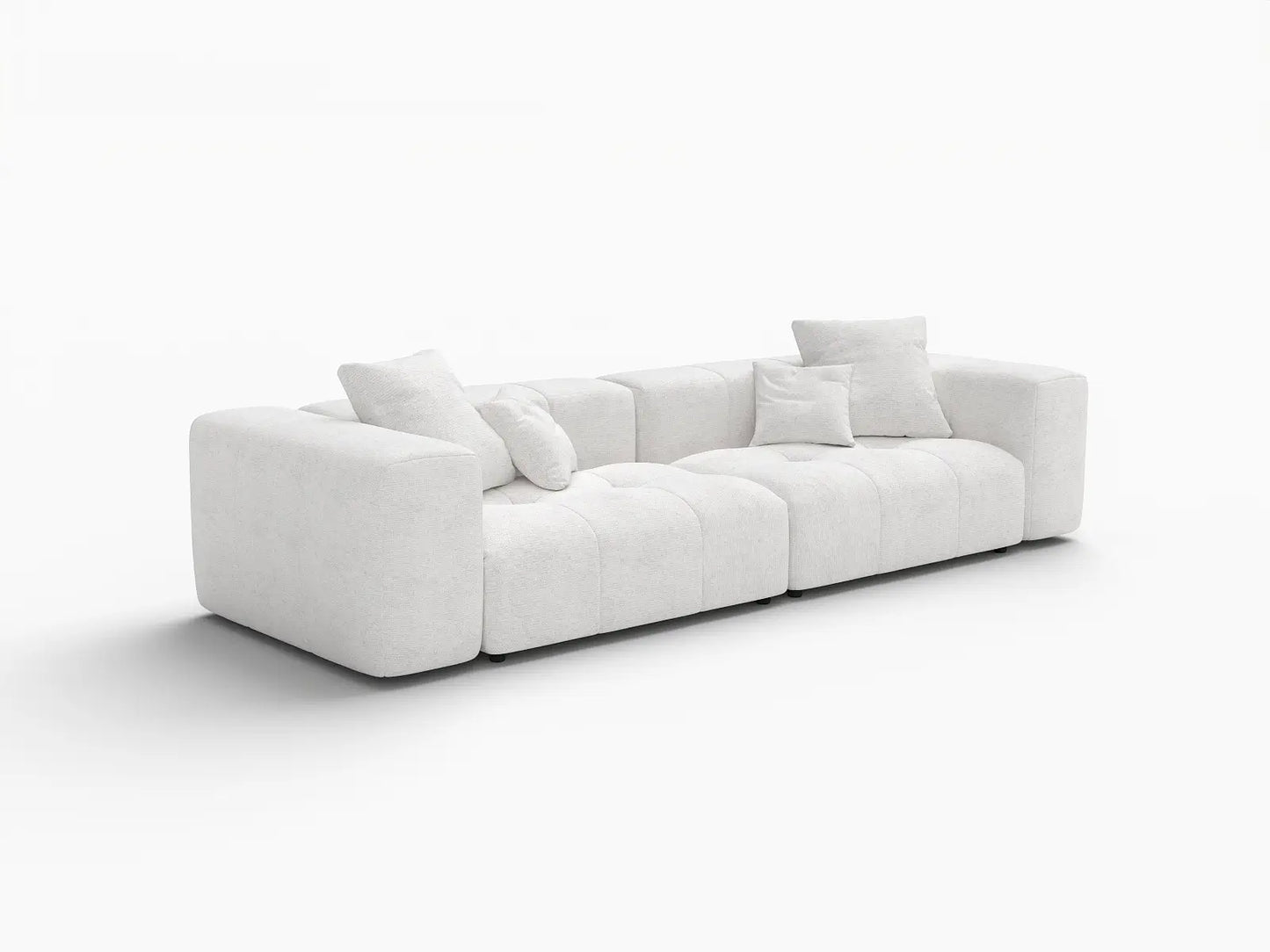 Matrix 2-Seater White Small Space Loveseat | 2-Piece, Linen Fabric