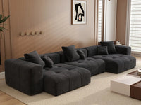 Matrix 3-Seater Black Linen Couch Sectional | 3-Piece, Modular Design