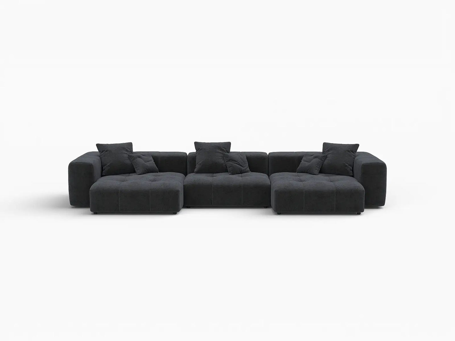 Matrix 3-Seater Black Linen Couch Sectional | 3-Piece, Modular Design