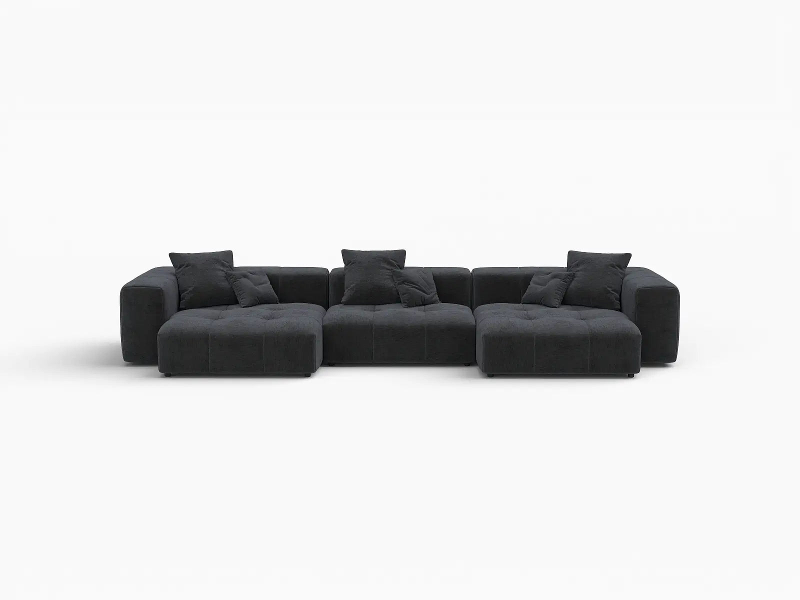 Matrix 3-Seater Black Linen Couch Sectional | 3-Piece, Modular Design