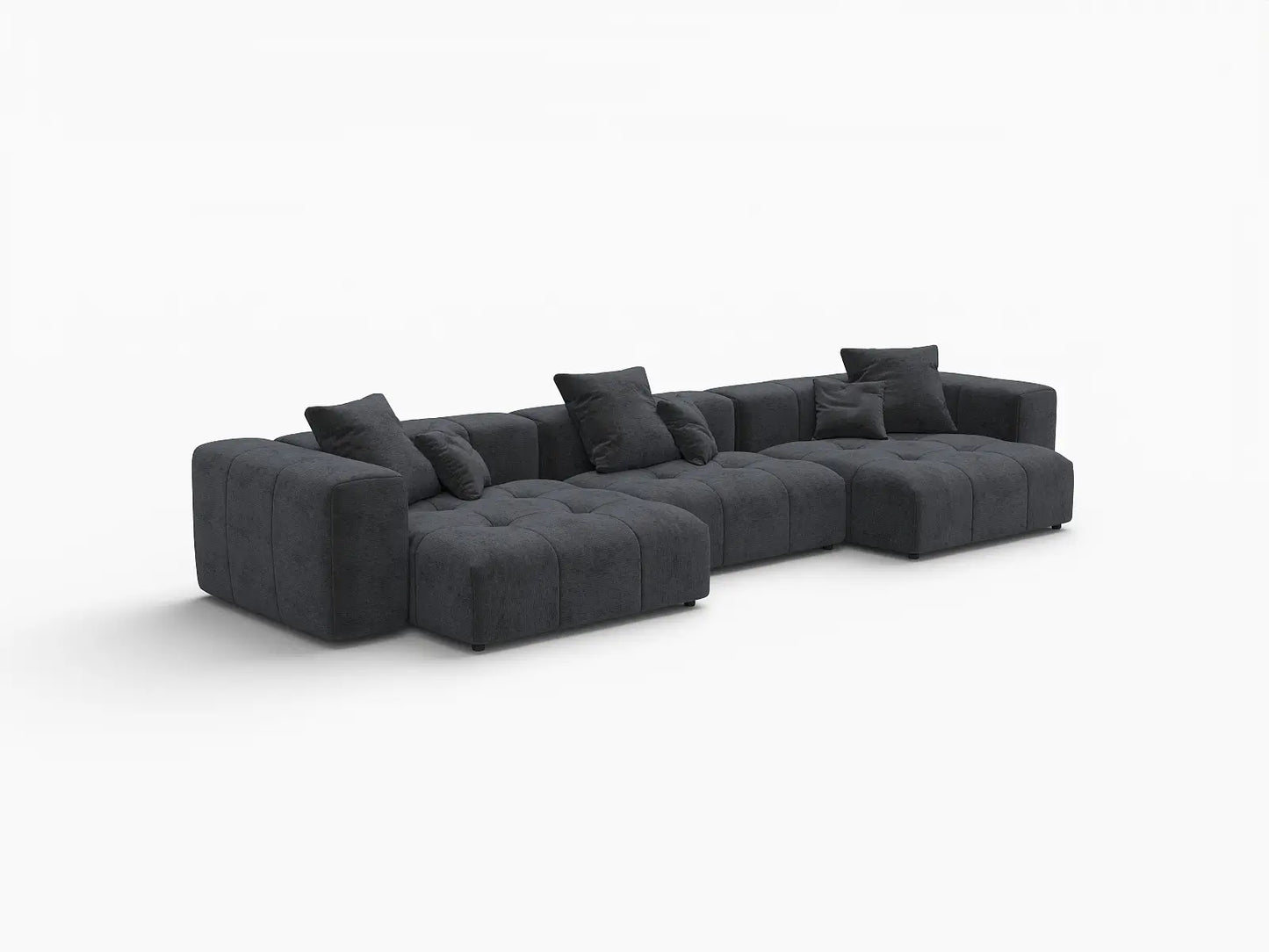 Matrix 3-Seater Black Linen Couch Sectional | 3-Piece, Modular Design
