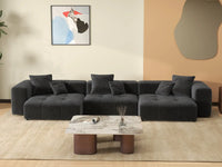 Matrix 3-Seater Black Linen Couch Sectional | 3-Piece, Modular Design