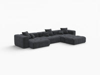Matrix 3-Seater Black Linen L-Shaped Sectional | 4-Piece (Includes 1 Ottoman), Contemporary Style