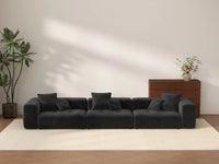 Matrix 3-Seater Black Small Space Couch Sectional | 3-Piece, Linen Fabric