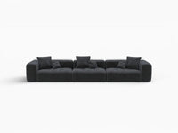Matrix 3-Seater Black Small Space Couch Sectional | 3-Piece, Linen Fabric