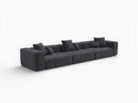 Matrix 3-Seater Black Small Space Couch Sectional | 3-Piece, Linen Fabric