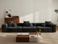 Matrix 3-Seater Black Small Space Couch Sectional | 3-Piece, Linen Fabric
