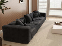 Matrix 3-Seater Black Small Space Couch Sectional | 3-Piece, Linen Fabric