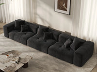 Matrix 3-Seater Black Small Space Couch Sectional | 3-Piece, Linen Fabric