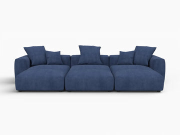 Matrix Modern Modular Sofa Covers | Blue Corduroy Sofa Covers for 3-Seater with 3-Ottoman