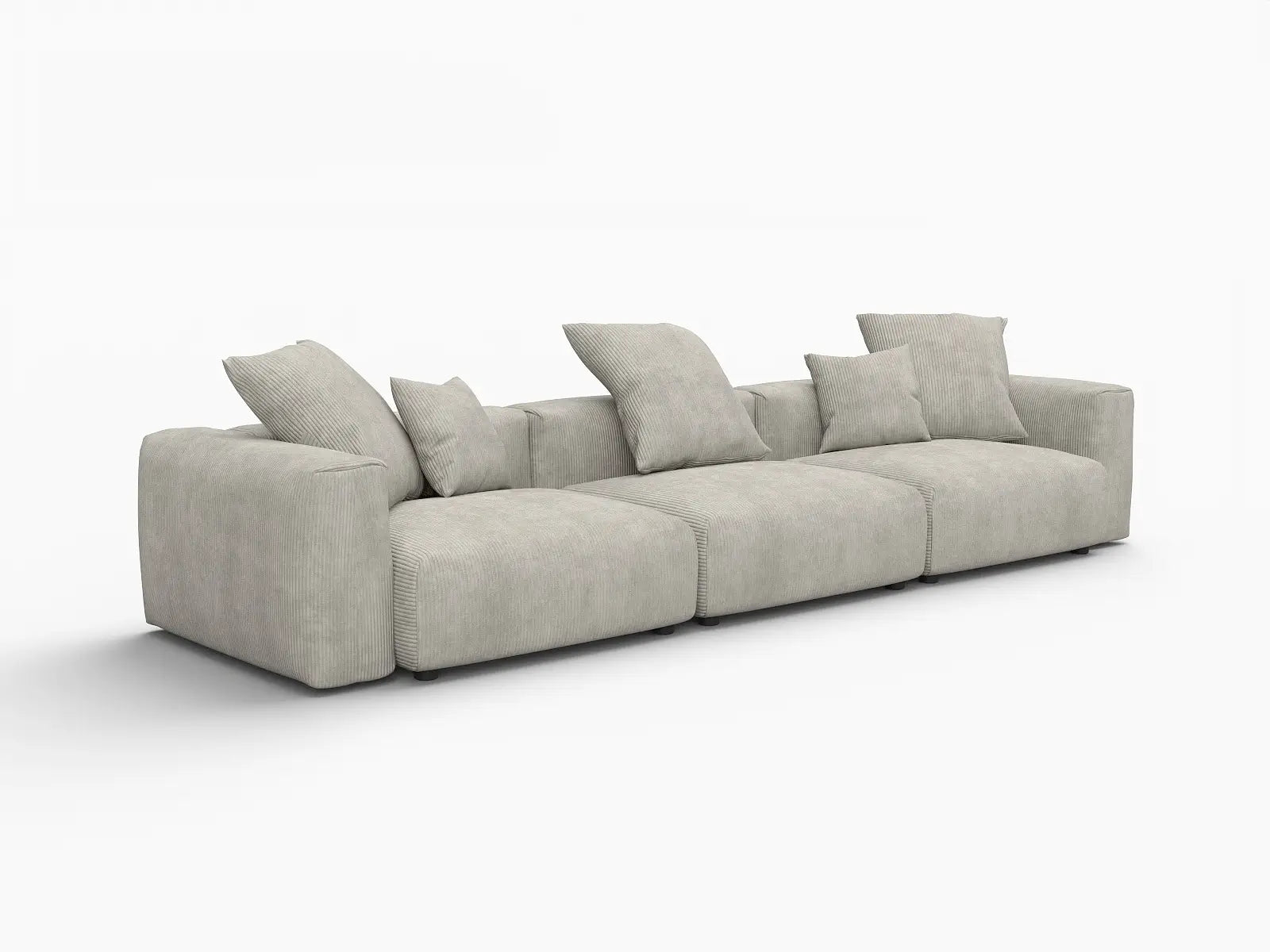 Sofá seccional Matrix de 3 plazas gris | 3 piezas, tela de pana, asientos para sala de estar, fundas de cojín lavables