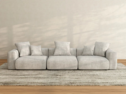 Matrix 3-Seater Grey Couch Sectional | 3-Piece, Corduroy Fabric, Living Room Seating, Washable Cushion Covers