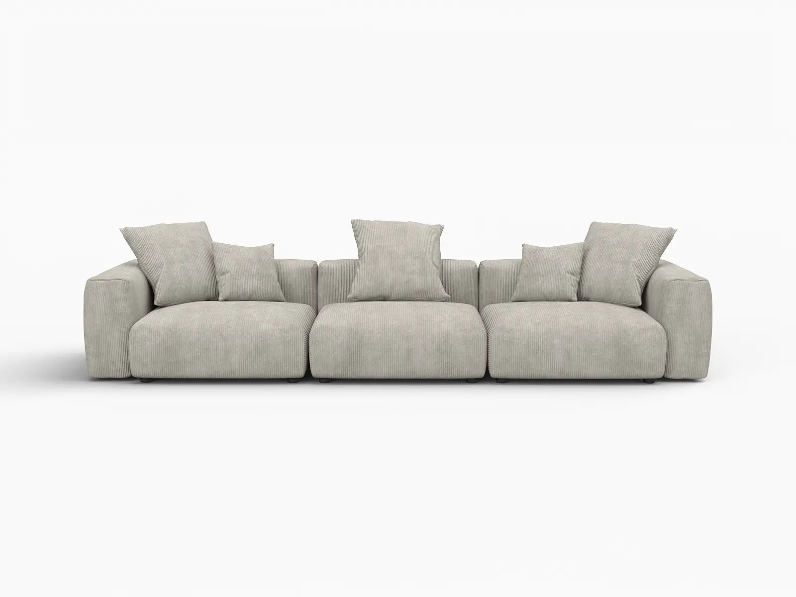 Sofá seccional Matrix de 3 plazas gris | 3 piezas, tela de pana, asientos para sala de estar, fundas de cojín lavables