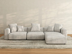 Matrix 3-Seater Grey Sofa Set | 4-Piece (Includes 1 Ottoman), Corduroy Fabric, Washable Cushion Covers