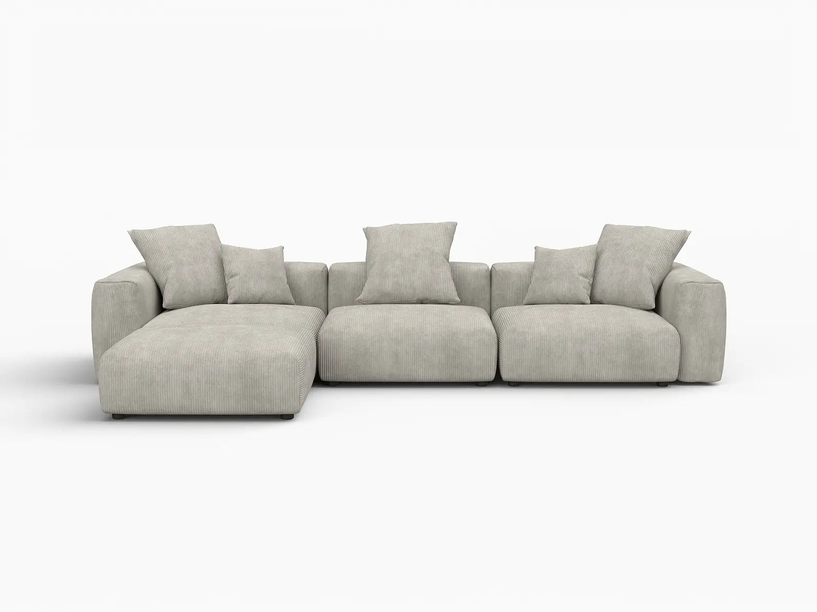 Sofá de 3 plazas Matrix gris | 4 piezas (incluye 1 otomana), tela de pana, fundas de cojín lavables
