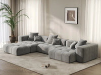 Matrix 3-Seater Light Grey Large Space L-Shaped Sectional | 4-Piece (Includes 1 Ottoman), Linen Fabric