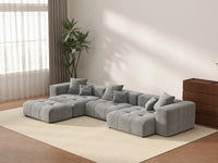 Matrix 3-Seater Light Grey Large Space L-Shaped Sectional | 4-Piece (Includes 1 Ottoman), Linen Fabric