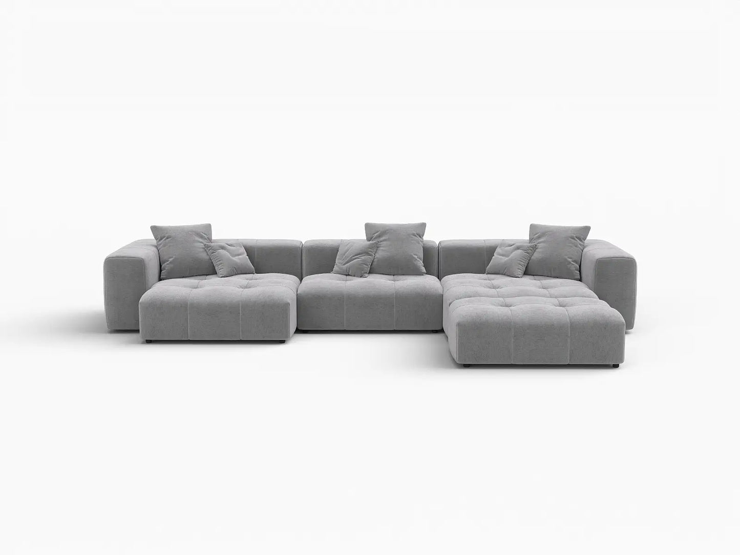 Matrix 3-Seater Light Grey Large Space L-Shaped Sectional | 4-Piece (Includes 1 Ottoman), Linen Fabric