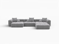 Matrix 3-Seater Light Grey Large Space L-Shaped Sectional | 4-Piece (Includes 1 Ottoman), Linen Fabric