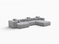Matrix 3-Seater Light Grey Large Space L-Shaped Sectional | 4-Piece (Includes 1 Ottoman), Linen Fabric