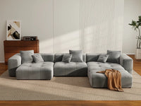 Matrix 3-Seater Light Grey Large Space L-Shaped Sectional | 4-Piece (Includes 1 Ottoman), Linen Fabric