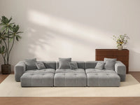 Matrix 3-Seater Light Grey Large Space Pit Sectional | 6-Piece (Includes 3 Ottomans), Linen Fabric