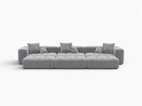 Matrix 3-Seater Light Grey Large Space Pit Sectional | 6-Piece (Includes 3 Ottomans), Linen Fabric