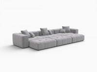 Matrix 3-Seater Light Grey Large Space Pit Sectional | 6-Piece (Includes 3 Ottomans), Linen Fabric