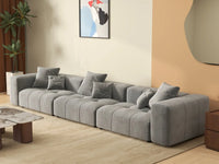 Matrix 3-Seater Light Grey Linen Couch Sectional | 3-Piece, Modern Style