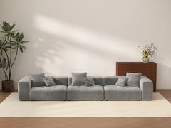 Matrix 3-Seater Light Grey Linen Couch Sectional | 3-Piece, Modern Style