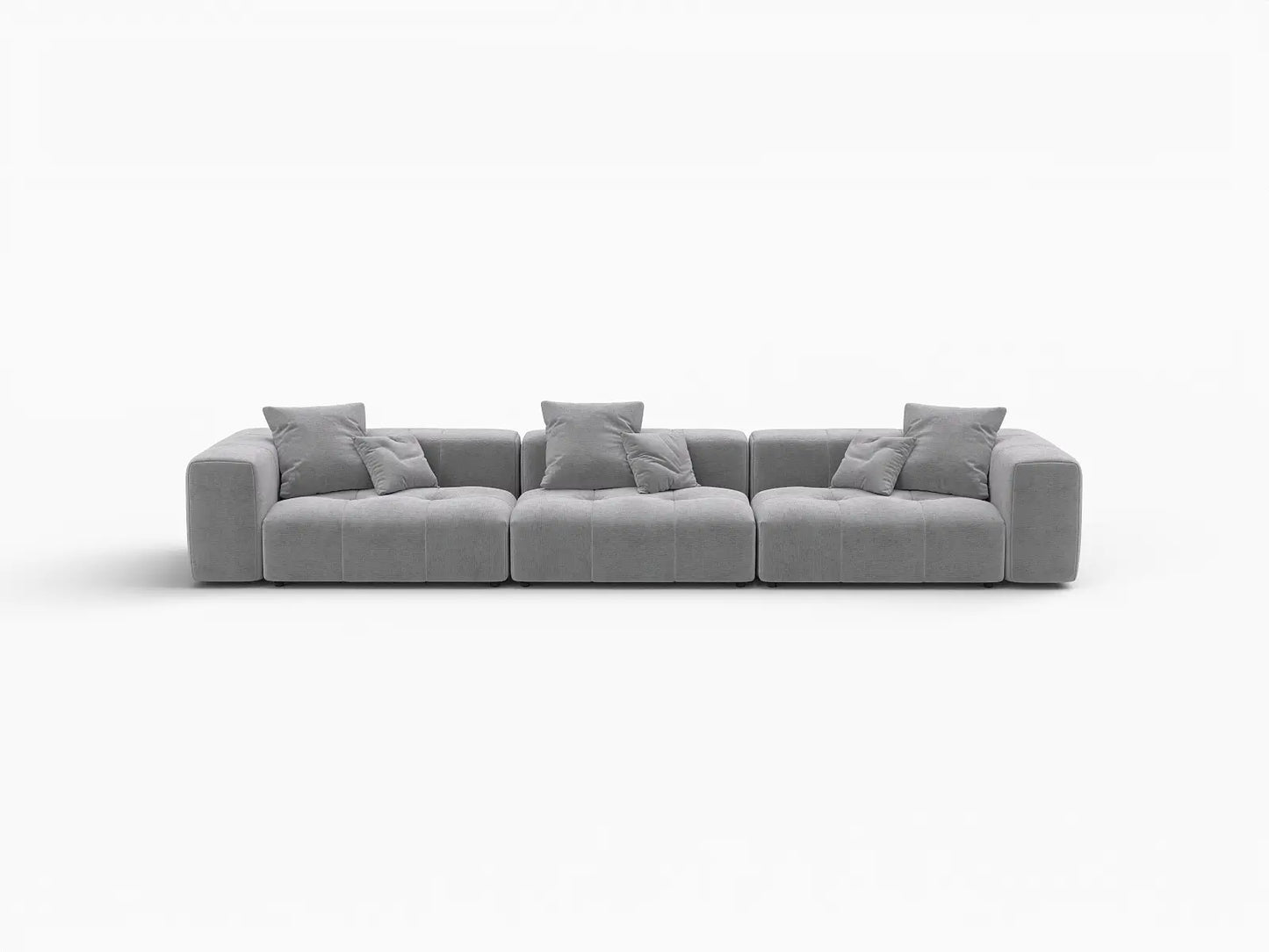 Matrix 3-Seater Light Grey Linen Couch Sectional | 3-Piece, Modern Style