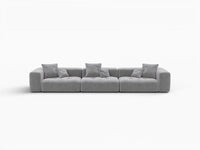 Matrix 3-Seater Light Grey Linen Couch Sectional | 3-Piece, Modern Style